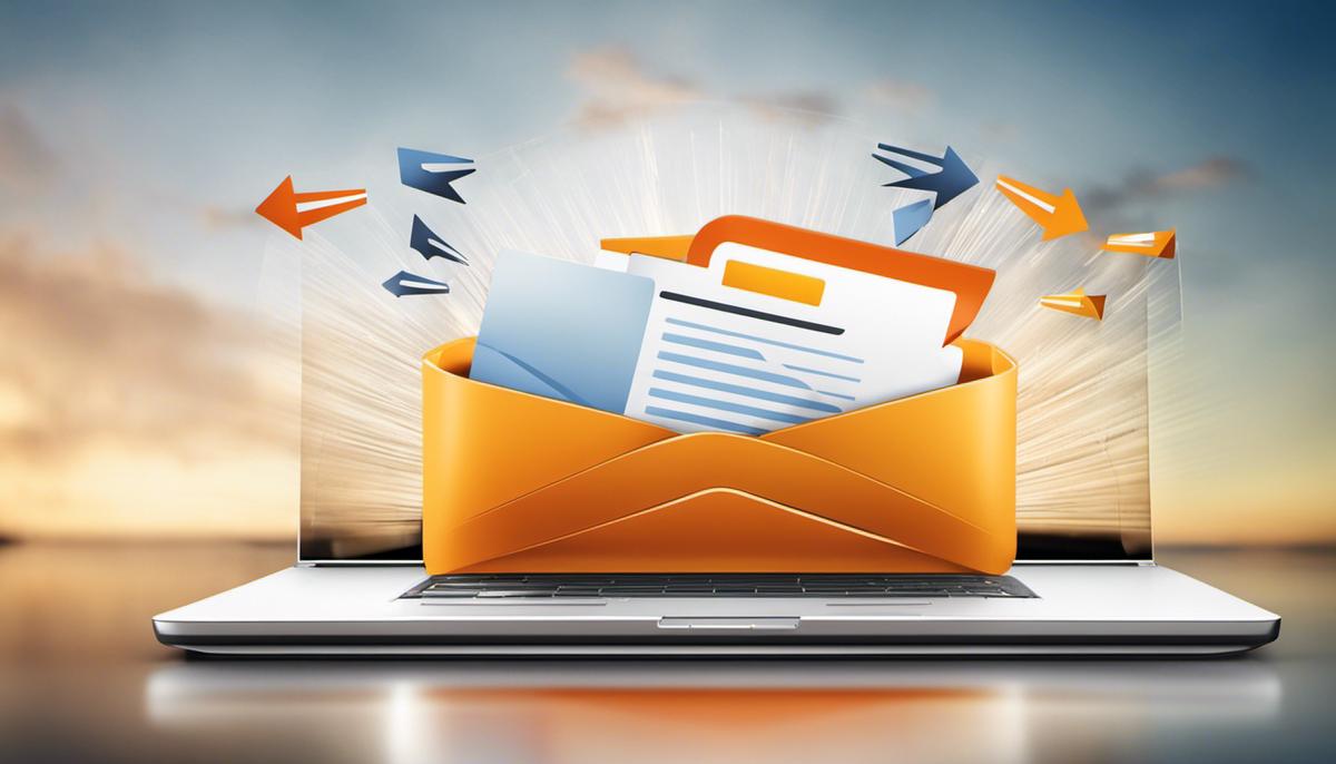 Image illustrating the importance of email marketing. It shows an email icon with arrows pointing towards a website, symbolizing traffic being driven to a website through email marketing.