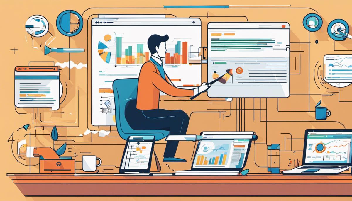 Illustration representing the concept of understanding SEO analytics and tracking key metrics.